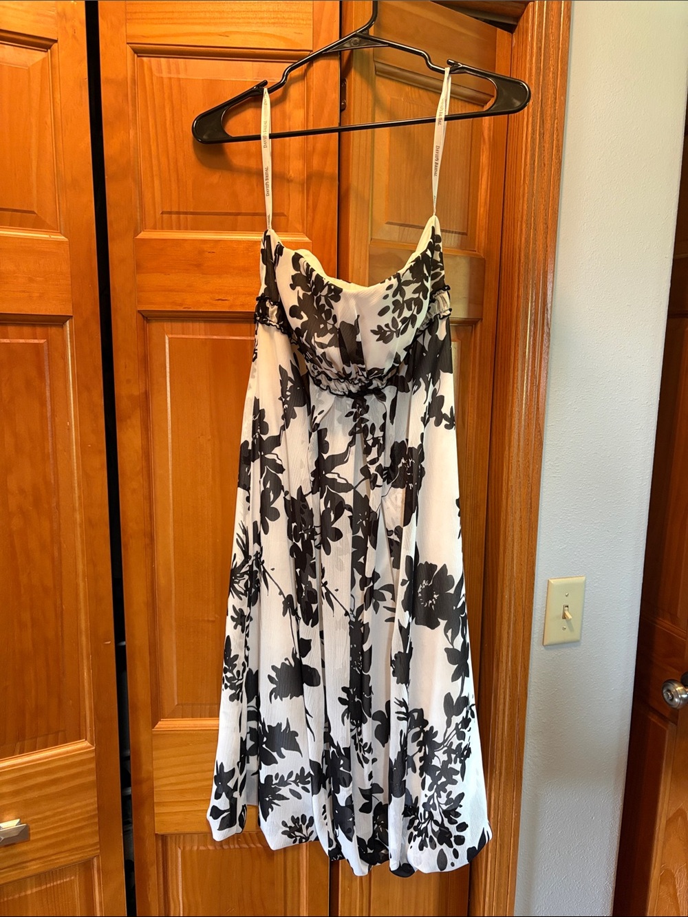 David's Bridal Black and White Floral Dress